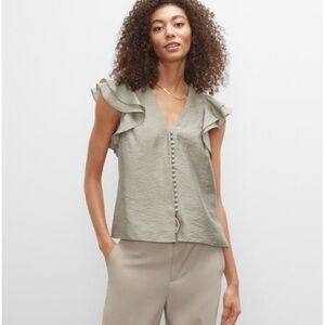Club Monaco Ruffle Sleeve Button Top - Size XL